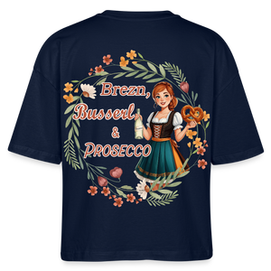 *Brezn Busserl Prosecco* Boxy Bio-T-Shirt - Navy