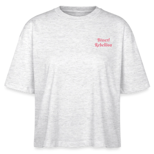 *Bisserl Rebellion* Boxy Bio-T-Shirt - Weiß meliert