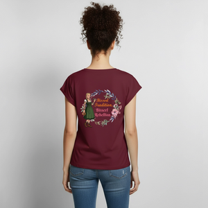 *Bisserl Rebellion* T-Shirt mit gerollten Ärmeln - Burgunderrot