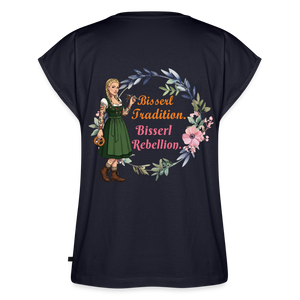 *Bisserl Rebellion* T-Shirt mit gerollten Ärmeln - Navy