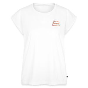 *Brezn Busserl Prosecco* T-Shirt mit gerollten Ärmeln - Weiß
