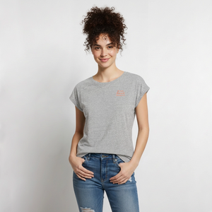 *Brezn Busserl Prosecco* T-Shirt mit gerollten Ärmeln - Grau meliert