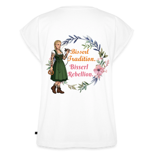 *Bisserl Rebellion* T-Shirt mit gerollten Ärmeln - Weiß