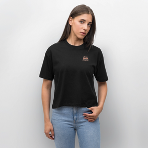 *Brezn Busserl Prosecco* Boxy Bio-T-Shirt - Schwarz