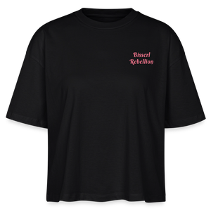 *Bisserl Rebellion* Boxy Bio-T-Shirt - Schwarz