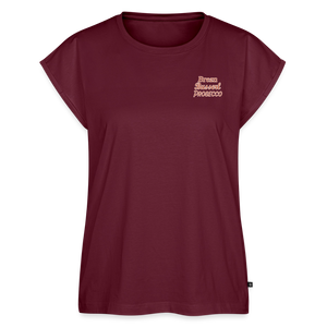 *Brezn Busserl Prosecco* T-Shirt mit gerollten Ärmeln - Burgunderrot