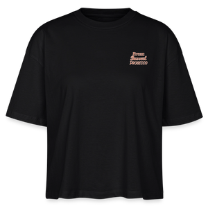 *Brezn Busserl Prosecco* Boxy Bio-T-Shirt - Schwarz