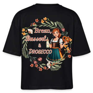 *Brezn Busserl Prosecco* Boxy Bio-T-Shirt - Schwarz