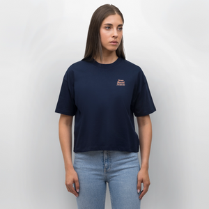 *Brezn Busserl Prosecco* Boxy Bio-T-Shirt - Navy