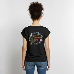 *Bisserl Rebellion* T-Shirt mit gerollten Ärmeln - Schwarz