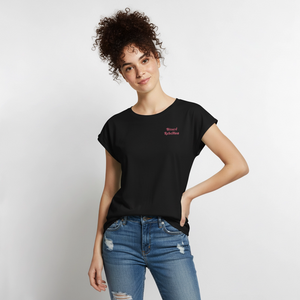 *Bisserl Rebellion* T-Shirt mit gerollten Ärmeln - Schwarz