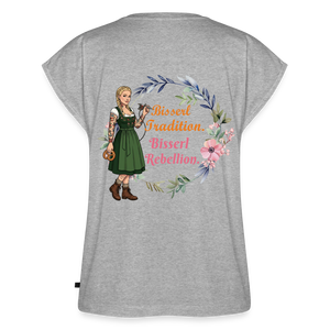 *Bisserl Rebellion* T-Shirt mit gerollten Ärmeln - Grau meliert