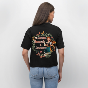*Brezn Busserl Prosecco* Boxy Bio-T-Shirt - Schwarz