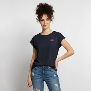 *Bisserl Rebellion* T-Shirt mit gerollten Ärmeln - Navy