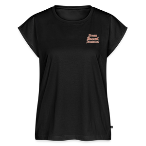 *Brezn Busserl Prosecco* T-Shirt mit gerollten Ärmeln - Schwarz