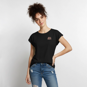 *Brezn Busserl Prosecco* T-Shirt mit gerollten Ärmeln - Schwarz