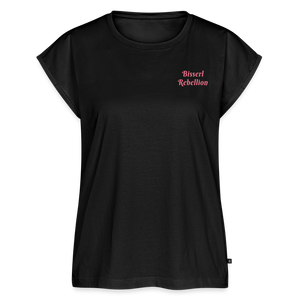*Bisserl Rebellion* T-Shirt mit gerollten Ärmeln - Schwarz