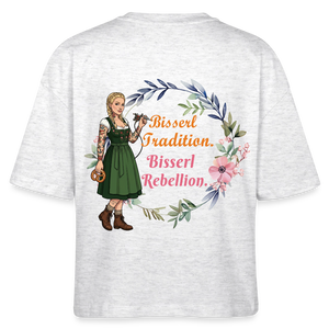 *Bisserl Rebellion* Boxy Bio-T-Shirt - Weiß meliert