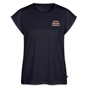 *Brezn Busserl Prosecco* T-Shirt mit gerollten Ärmeln - Navy