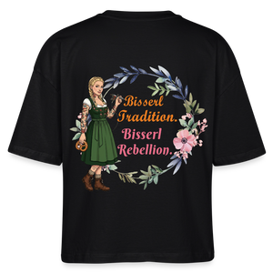 *Bisserl Rebellion* Boxy Bio-T-Shirt - Schwarz