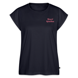 *Bisserl Rebellion* T-Shirt mit gerollten Ärmeln - Navy