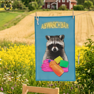 Nachhaltiges Geschirrtuch ABWASCHBÄR als dekoratives Statement-Tuch im sommerlichen Landhausstil